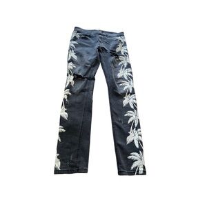 Valiant Paris Ripped Distressed Palm Print Jeans Size 32